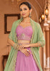 Pink Tissue Embroidered Semi-Stitched Lehenga
