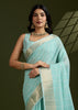 Sea Green Woven Soft Silk Saree