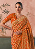 Saffron Orange Woven Georgette Bandhej Saree