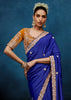 Royal Blue Embroidered Designer Tissue Saree