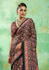 Black And Red Printed Satin Silk Saree