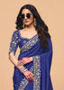 Ultramarine Blue Embroidered Designer Tissue Saree