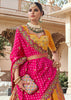 Yellow & Pink Banarasi Silk Embroidered Lehenga