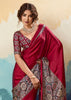 Maroon Printed Satin Silk Saree