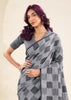 Slate Grey Woven Linen Silk Saree