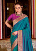 Peacock Blue Banarasi Soft Silk Saree