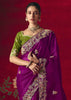 Berry Purple Designer Embroidered Saree