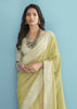 Muted Green Woven Linen Silk Saree