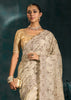 Off White Embroidered Designer Tissue Saree