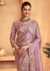 Lilac Pink Designer Tissue Silk Saree