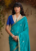 Peacock Blue Woven Cotton Silk Saree