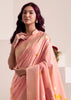 Peach Pink Woven Linen Silk Saree