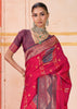 Raspberry Pink Dual Tone Bronze Zari Woven Banarasi Silk Saree