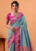 Horizon Blue Banarasi Satin Silk Saree