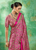 Pink Printed Satin Silk Saree
