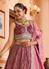Dry Pink Rose Tissue Silk Embroidered Lehenga