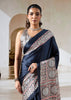 Medieval Blue Printed Satin Silk Saree