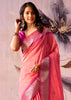 Peach Pink Woven Tissue Silk Saree
