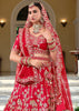 Royal Red Embroidered Silk Bridal Lehenga With Double Dupatta