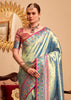 Shiny Blue Woven Banarasi Tissue Silk Saree