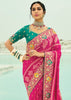 Magenta Pink Woven Georgette Bandhej Designer Saree