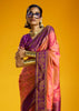 Peach Pink Woven Banarasi Silk Saree