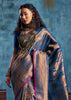 Victoria Blue Banarasi Silk Saree