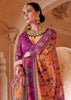 Blazing Orange Printed Kashmiri Jamewar Saree