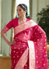 Ruby Red Woven Organza Silk Saree