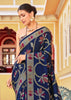 Twilight Blue Floral Printed Soft Silk Saree