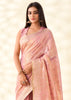 Mellow Pink Woven Linen Tissue Silk Saree