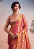 Orange Peach Woven Tissue Silk Saree