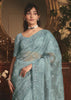 Aqua Mist Tissue Organza Designer Saree