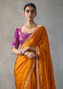 Deep Orange Embroidered Silk Saree With Heavy Blouse