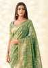 Basil Green Woven Linen Tissue Silk Saree