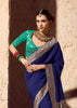 Navy Blue Woven Crepe Georgette Saree