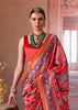 Bright Orange Printed Patola Silk Saree