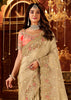 Classy Beige Embroidered Tissue Designer Saree