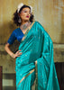Teal Blue Banarasi Tusser Silk Saree
