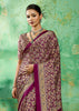 Purple Printed Satin Silk Saree