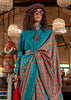 Blue And Brown Printed Patola Silk Saree