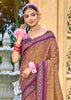 Brown And Purple Woven Banarasi Silk Saree