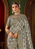 Fossil Grey Embroidered Tissue Designer Saree