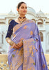 Persian Purple Woven Banarasi Designer Silk Saree With Contrast Blouse