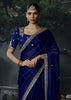Navy Blue Embroidered Designer Saree