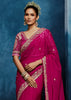 Princess Pink Embroidered Designer Tissue Saree