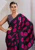 Pink Printed Satin Silk Saree