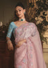 Blush Pink Tissue Organza Designer Saree