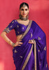 Royal Purple Embroidered Soft Silk Saree With Contrast Blouse