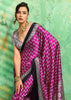 Orchid Purple Printed Satin Silk Saree
